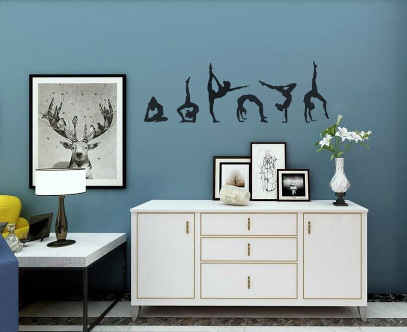 Easma Girls Gymnastics Wall Sticker Sport Vinyl Art Wall Decals Art Kids Room Home Wall Decor for Girls Gymnasts Bedroom Yoga Room Nursery Decor Set of 6 (15.75â€H X 47.25â€W) - Image 2